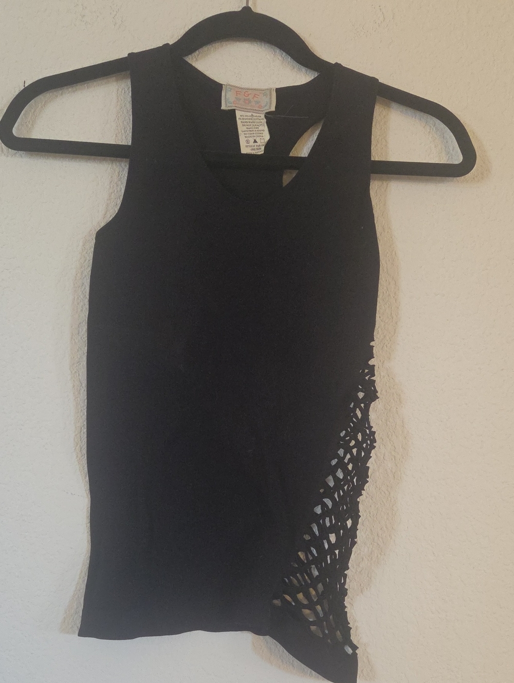 F&F Black Sleeveless Tank with Side Crochet Cutout